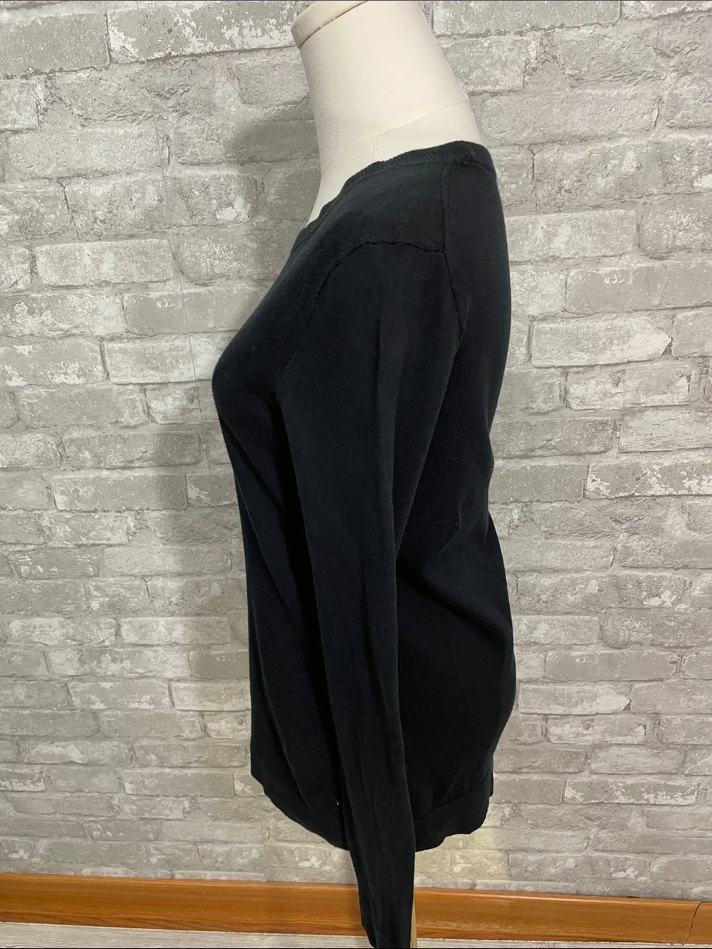 J. Crew 100% Cotton Crewneck Teddie Sweater in Black